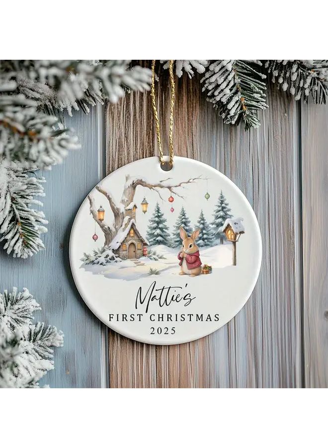 Style 4 Pink Bunny First  2025 Ornament Ceramic Tree Decoration Holiday Gift - Image 3